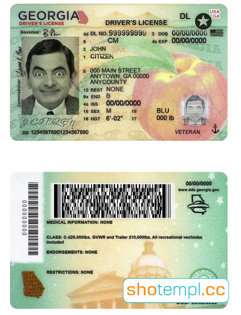 Georgia Driver License PSD Template V1